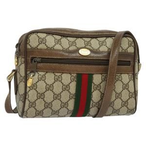 GUCCI GG Supreme Web Sherry Line Shoulder Bag PVC Beige 67 02 004 Auth 133173